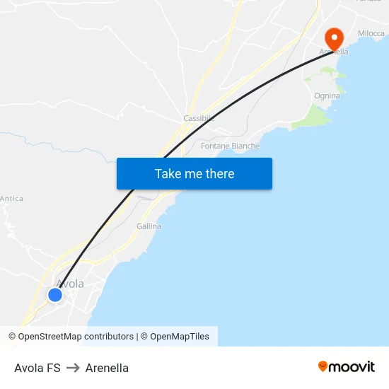 Avola FS to Arenella map
