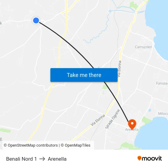 Benali Nord 1 to Arenella map