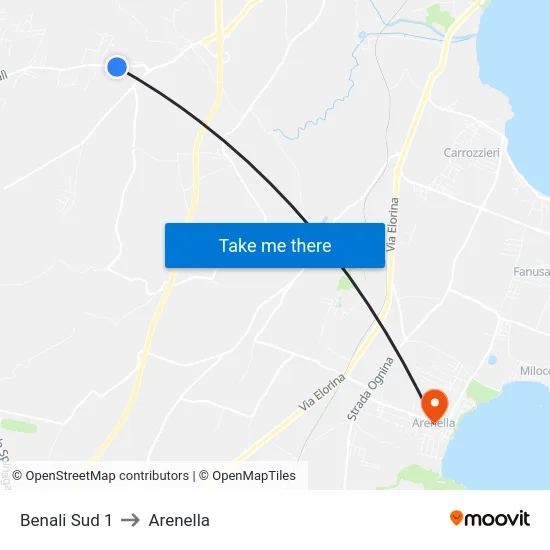 Benali Sud 1 to Arenella map