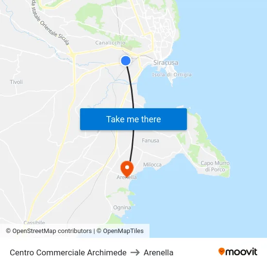 Centro Commerciale Archimede to Arenella map