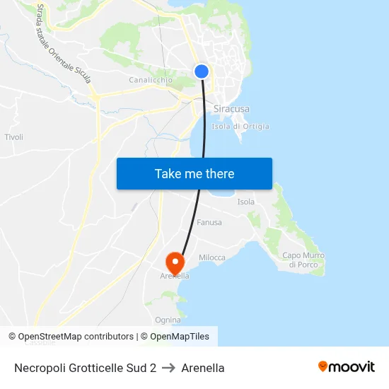 Necropoli Grotticelle Sud 2 to Arenella map