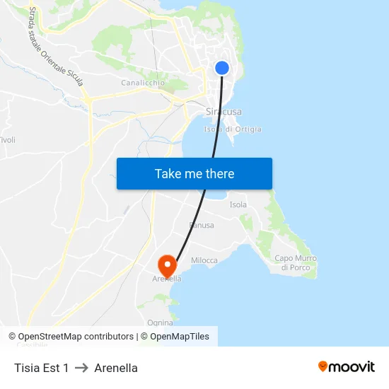 Tisia Est 1 to Arenella map