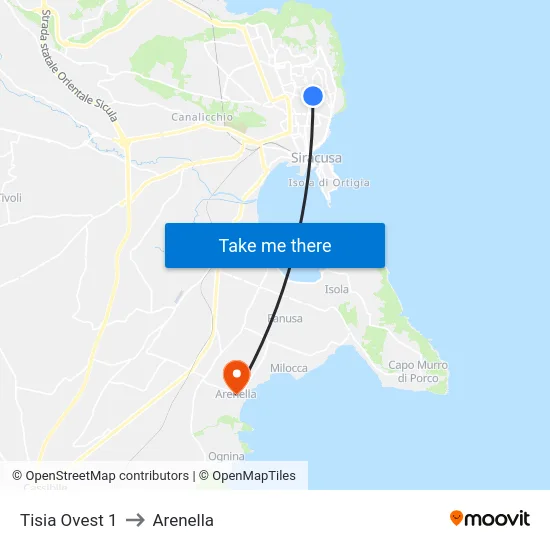 Tisia Ovest 1 to Arenella map