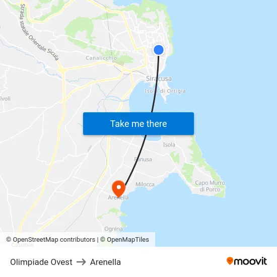 Olimpiade Ovest to Arenella map