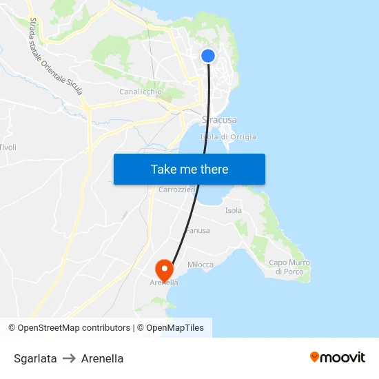 Sgarlata to Arenella map