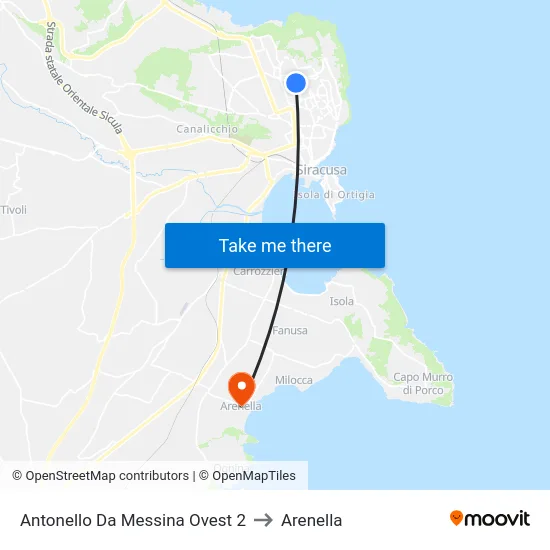 Antonello Da Messina Ovest 2 to Arenella map
