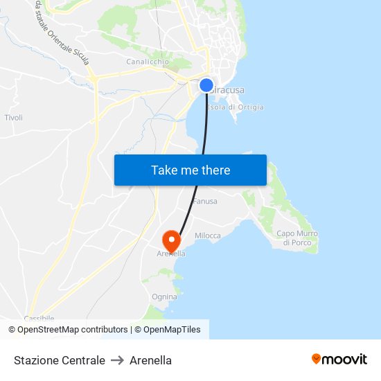 Stazione Centrale to Arenella map