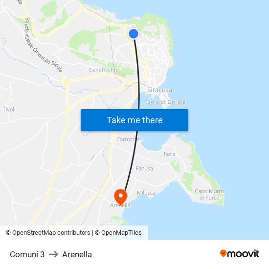 Comuni 3 to Arenella map