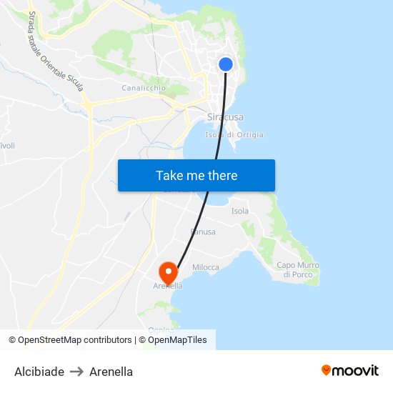 Alcibiade to Arenella map