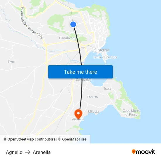 Agnello to Arenella map