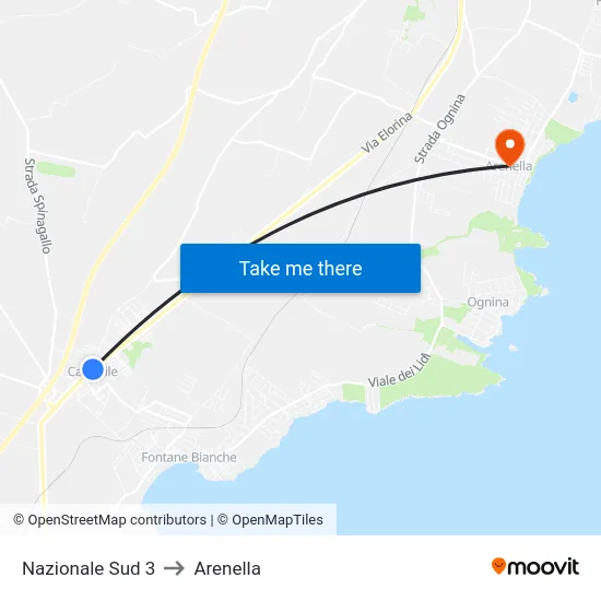Nazionale Sud 3 to Arenella map