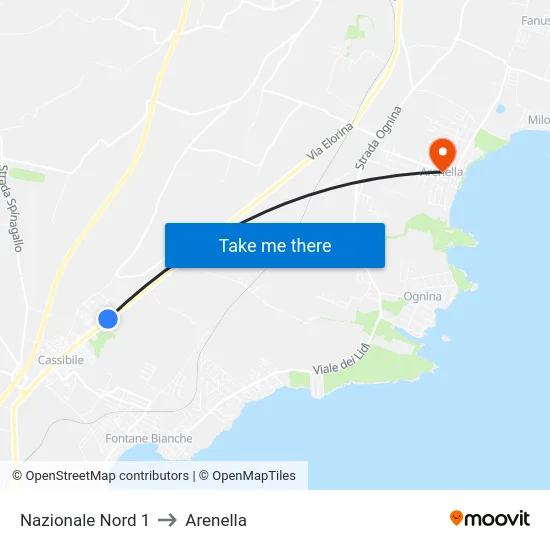 Nazionale Nord 1 to Arenella map