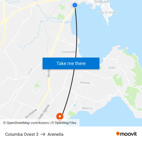 Columba Ovest 3 to Arenella map