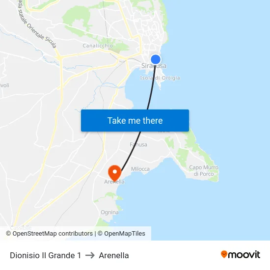 Dionisio Il Grande 1 to Arenella map
