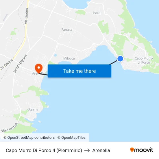 Cape Murro Di Porco 4 (Plemmirio) to Arenella map