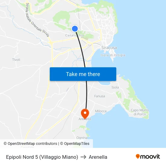 Epipoli Nord 5 (Villaggio Miano) to Arenella map