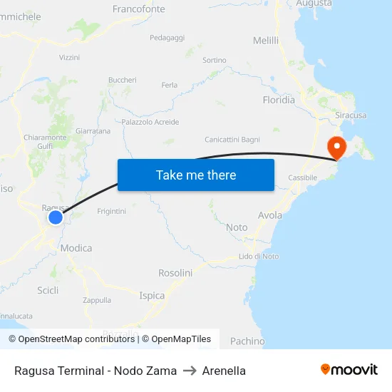 Ragusa Terminal - Nodo Zama to Arenella map