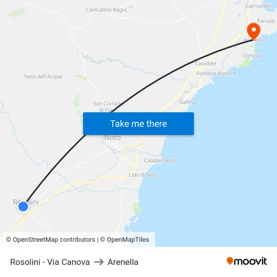 Rosolini - Via Canova to Arenella map