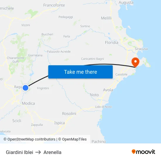 Giardini Iblei to Arenella map