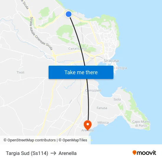 Targia Sud (Ss114) to Arenella map