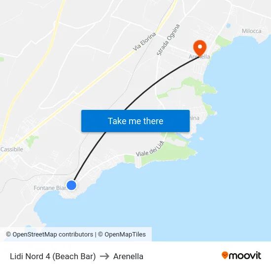 Lidi Nord 4 (Beach Bar) to Arenella map