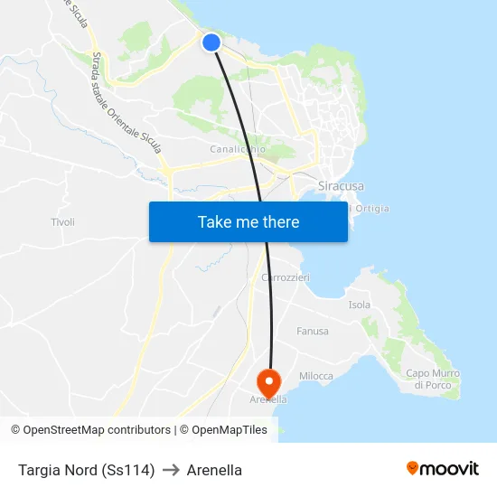 Targia Nord (Ss114) to Arenella map