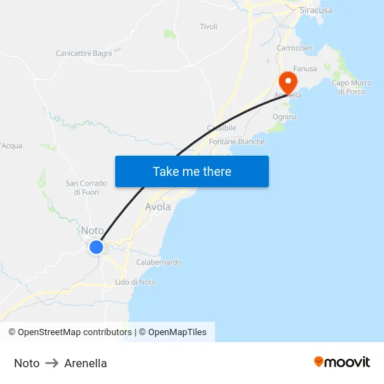 Noto to Arenella map