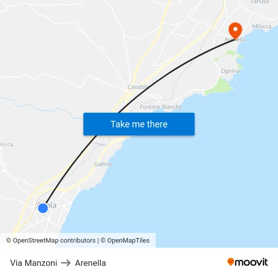 Via Manzoni to Arenella map