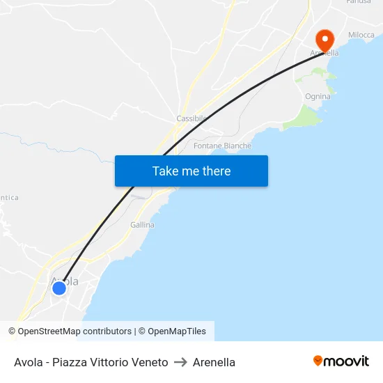 Avola - Piazza Vittorio Veneto to Arenella map