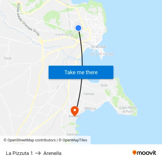 La Pizzuta 1 to Arenella map