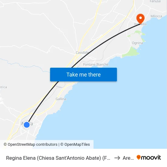 Regina Elena (Chiesa Sant'Antonio Abate) (Fermata Non Segnalata) (Avola) to Arenella map