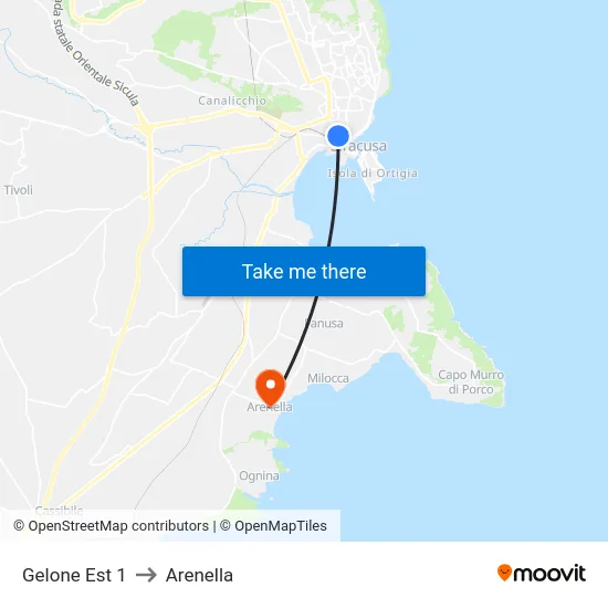 Gelone Est 1 to Arenella map