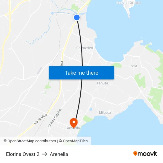 Elorina Ovest 2 to Arenella map