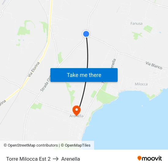Torre Milocca Est 2 to Arenella map