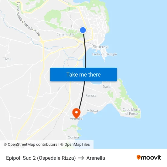 Epipoli Sud 2 (Ospedale Rizza) to Arenella map