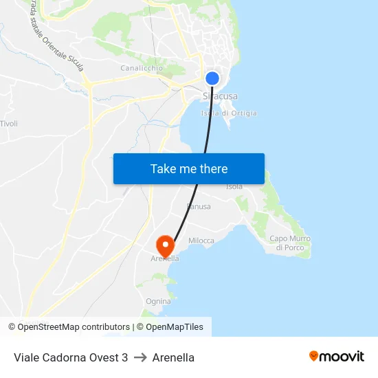 Viale Cadorna Ovest 3 to Arenella map