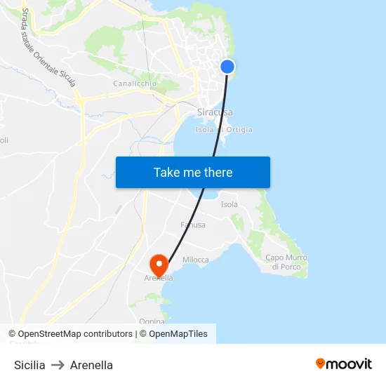 Sicilia to Arenella map