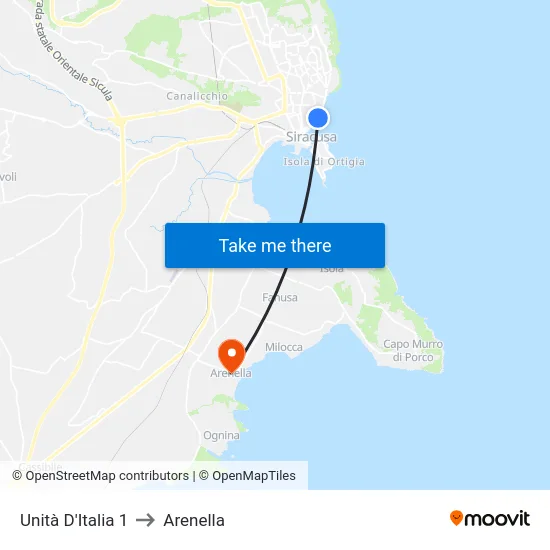 Unità D'Italia 1 to Arenella map