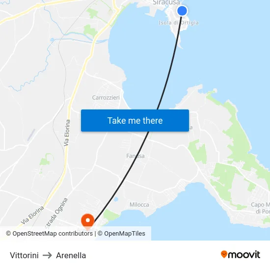 Vittorini to Arenella map