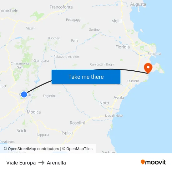 Viale Europa to Arenella map