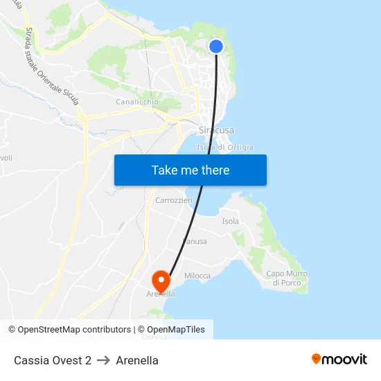Cassia Ovest 2 to Arenella map