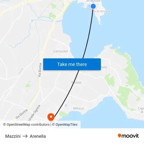 Mazzini to Arenella map