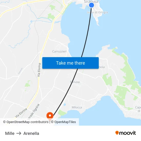 Mille to Arenella map