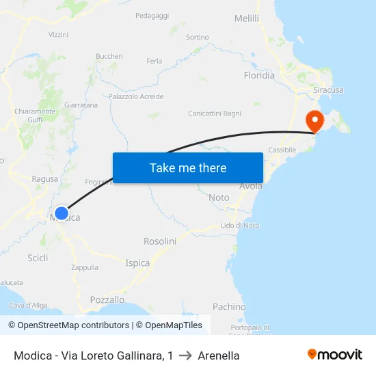 Modica - Via Loreto Gallinara, 1 to Arenella map