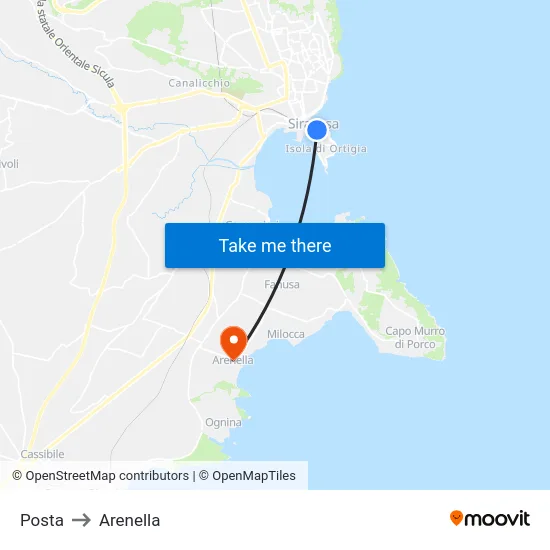 Posta to Arenella map
