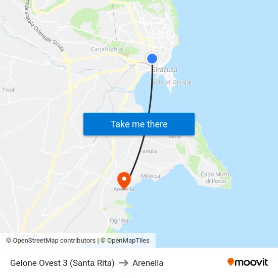 Gelone Ovest 3  (Santa Rita) to Arenella map