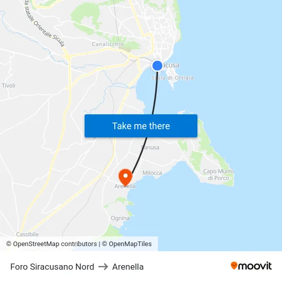 Foro Siracusano Nord to Arenella map