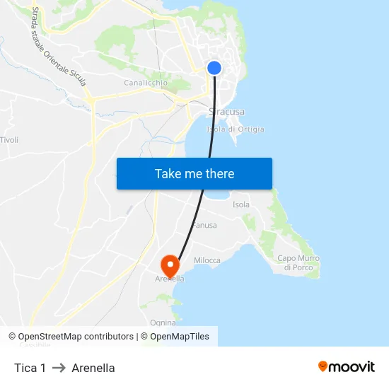 Tica 1 to Arenella map