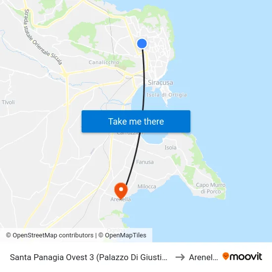 Santa Panagia Ovest 3 (Palazzo Di Giustizia) to Arenella map