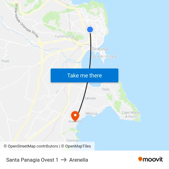 Santa Panagia Ovest 1 to Arenella map